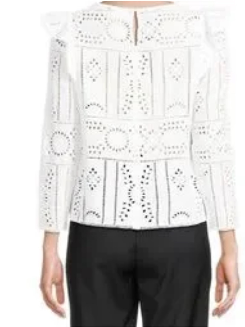 The Kooples White Eyelet Ruffle-Trim Blouse - Picture 3 of 10